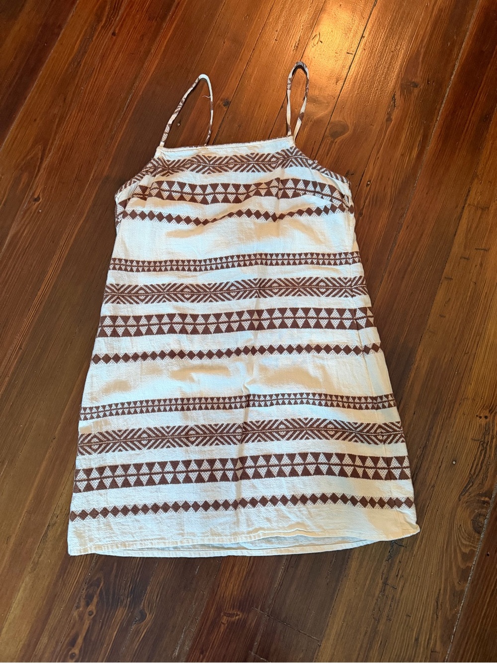 Spaghetti Strap Dress/Coverup with Brown Aztec Stripes